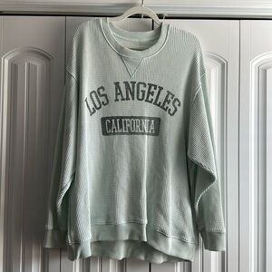 WOMENS AERIE THE SWEAT WAFFLE CREW NECK SWEATSHIRT